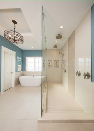 Falls Church, VA-Contemporary Master Bathroom Walk-In Shower and Soak-In Tub